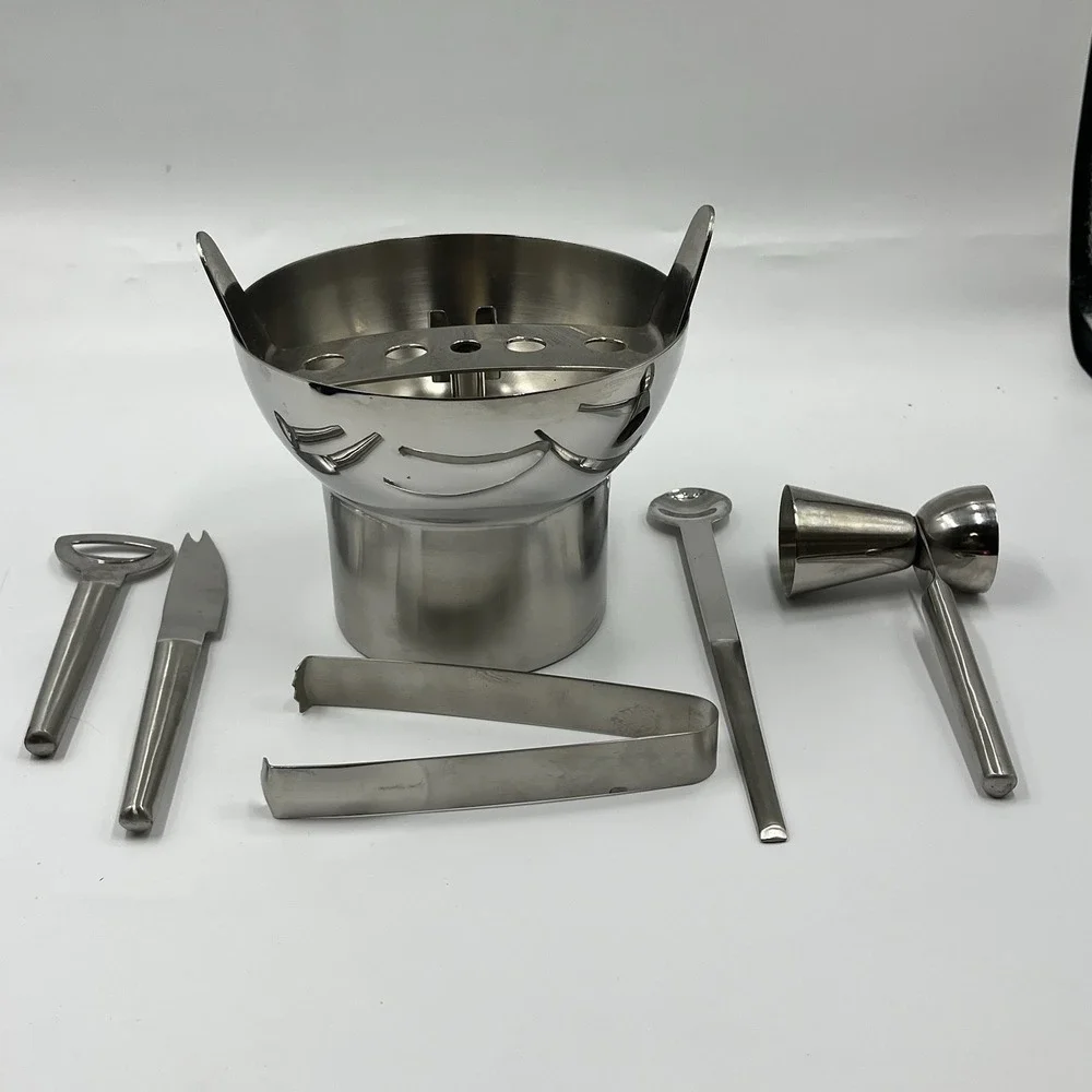 Crate & Barrel‎ Bar Tool Set Stainless Steel With Ice Bucket